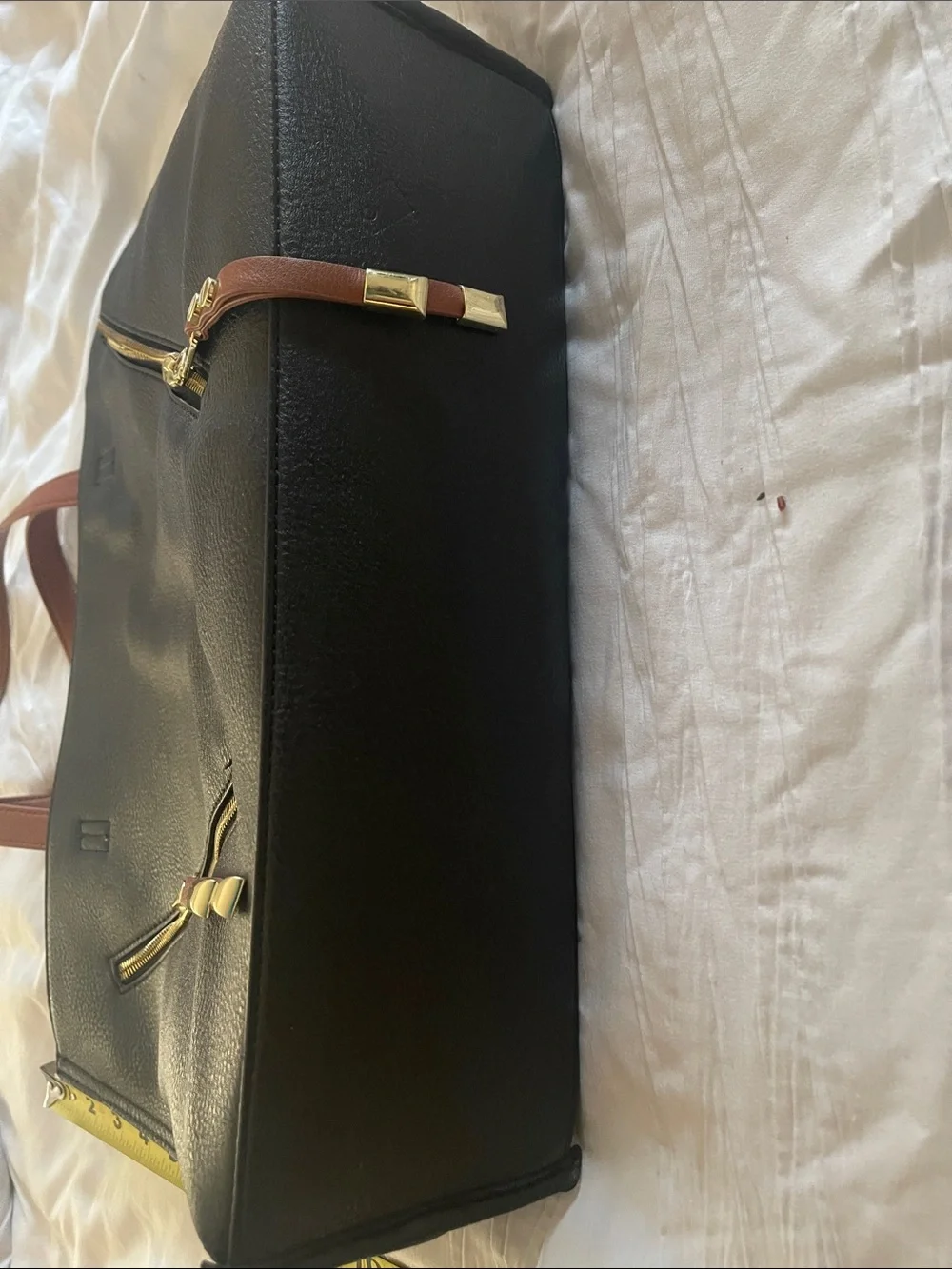 Steve Madden Black Tote Bag with Brown Handles